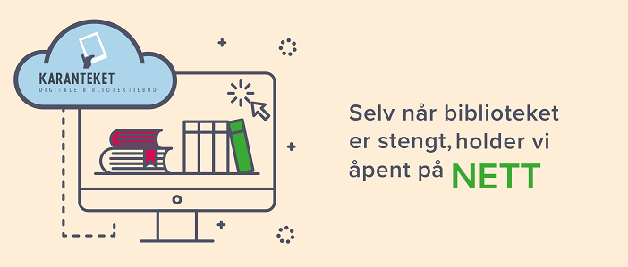 Reklamebilde for Karanteket, et digitalt bibliotekstilbud.