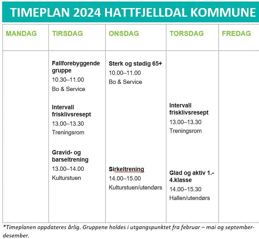 Timeplan frisklivssentralen 2024 - Klikk for stort bilde